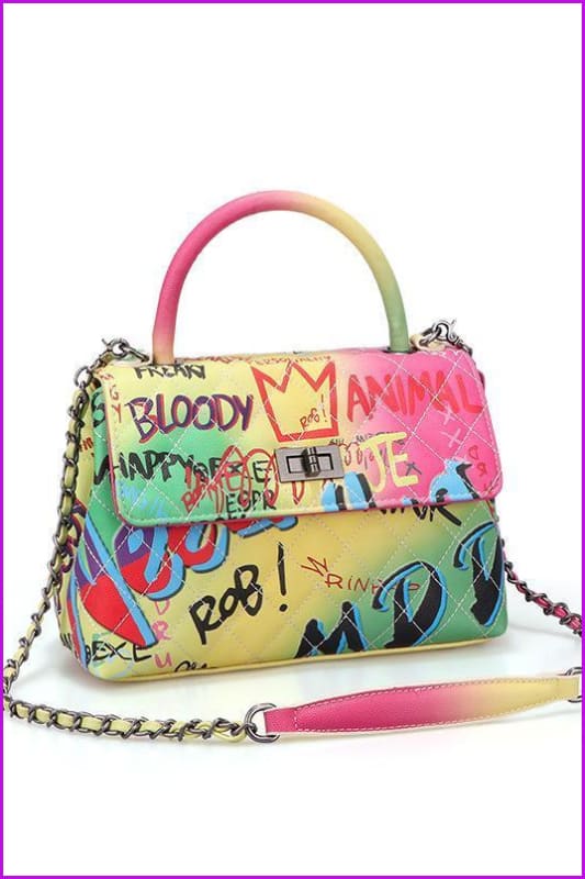 Graffiti Colorful Ladies Handbag F263 - Furdela