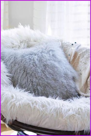 Grey Blue Mongolian Lamb Fur Pillow Covers DO777 - Furdela Wholesale
