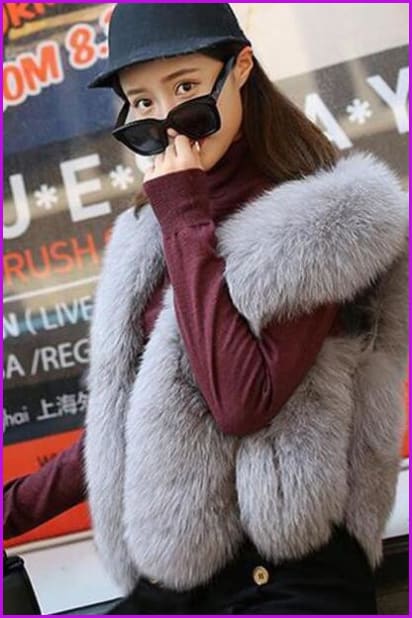 Grey Fox Fur Gilet 45CM DO1543 - Furdela