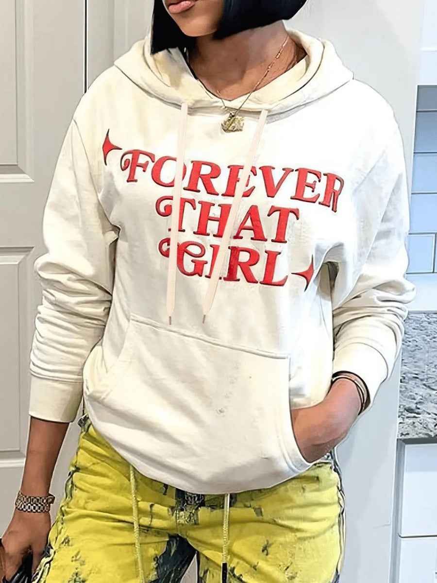 Letter Print Kangaroo Pocket Hoodie AC2055