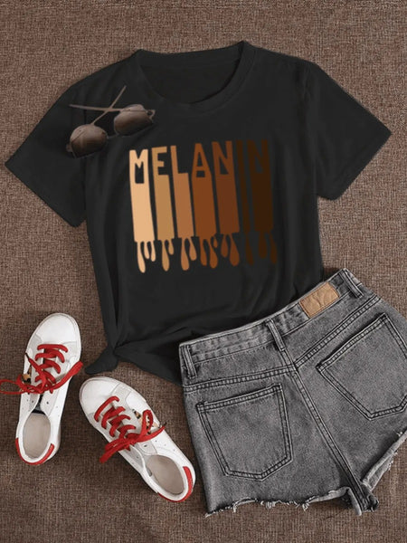 Lemon Melanin Made Letter Print T-shirt AR500