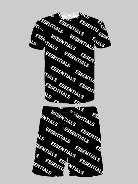 Men Letter Print Drawstring Shorts Set AR50115