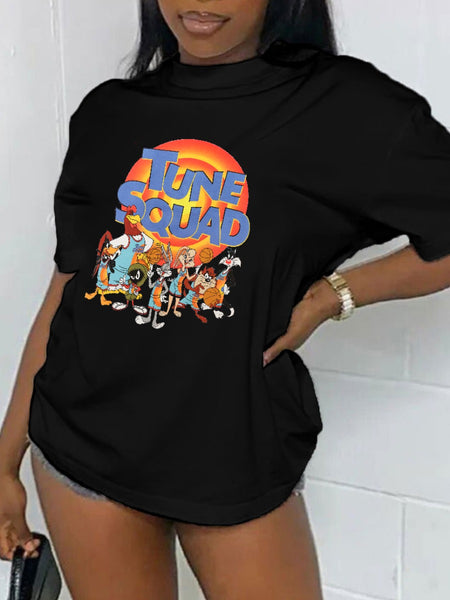 Plus Size Cartoon Letter Print Kangaroo Pocket Tracksuit Set AR7055