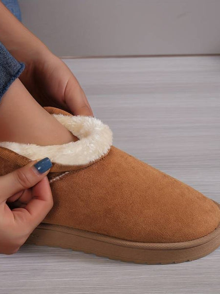 Round Toe Plush Booties BO5060 Furdela