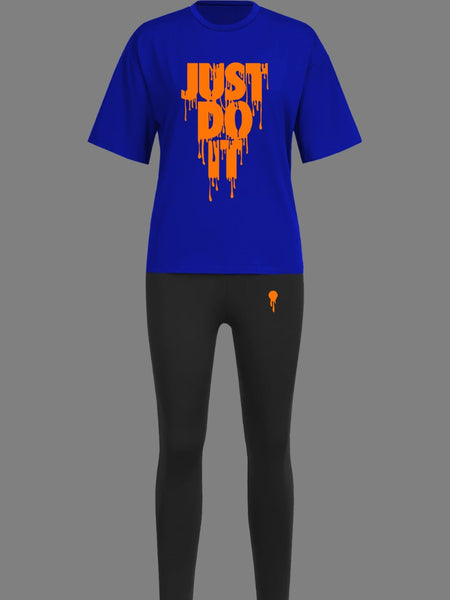 Just Do It Letter Print Kangaroo Pocket Print Hoodie AR501