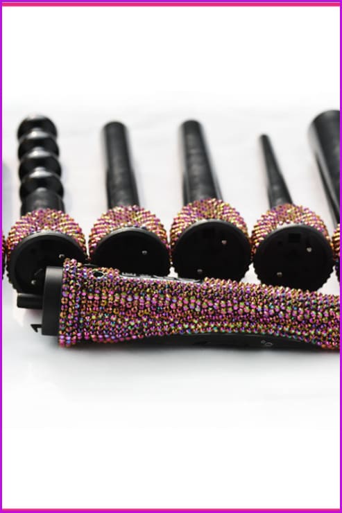 Hair Curler Curling wands with AB Crystal Handmade Bling Rhinestone - Furdela