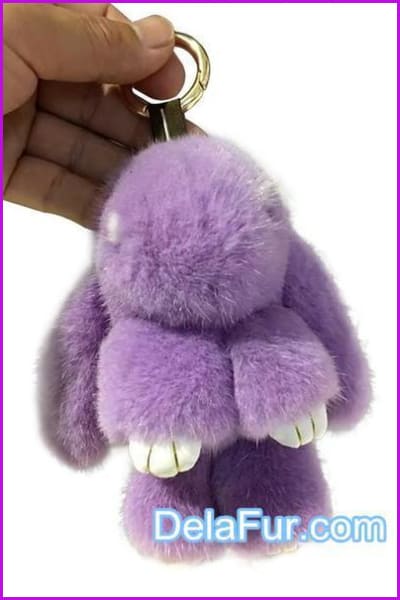 Handmade Bunny Rabbit Fur Key Chain 13CM AO947 - Furdela