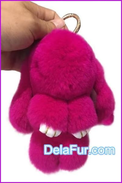 Handmade Bunny Rabbit Fur Key Chain 13CM AO947 - Furdela