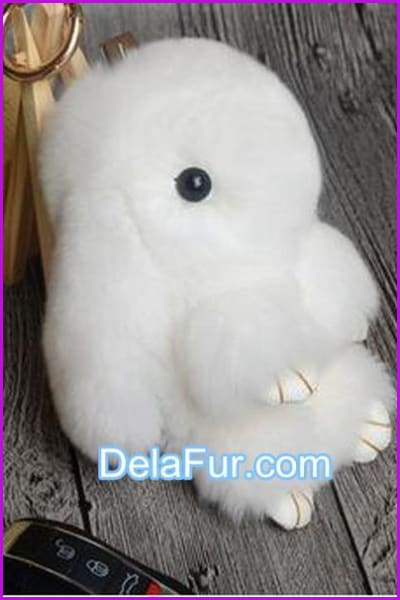 Handmade Bunny Rabbit Fur Key Chain 13CM AO947 - Furdela