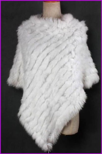 Handmade Knitted Rabbit Fur Poncho - Furdela