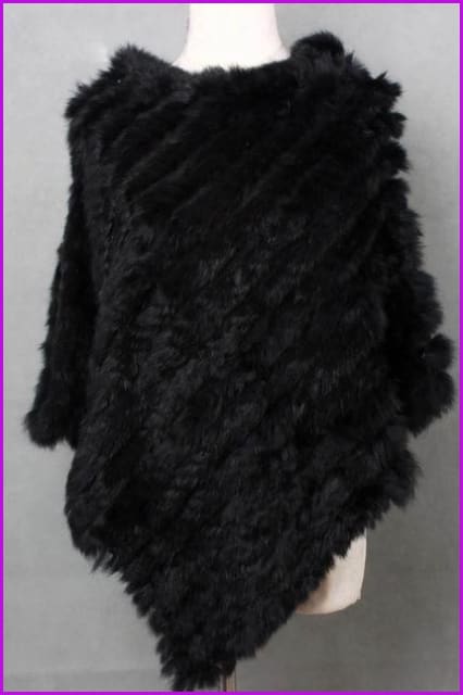 Handmade Knitted Rabbit Fur Poncho - Furdela