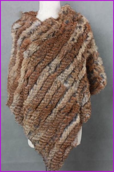 Handmade Knitted Rabbit Fur Poncho - Furdela