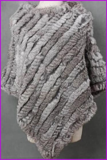 Handmade Knitted Rex Rabbit Fur Ponchos - Furdela