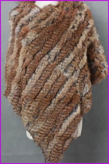 Handmade Knitted Rex Rabbit Fur Ponchos - Furdela