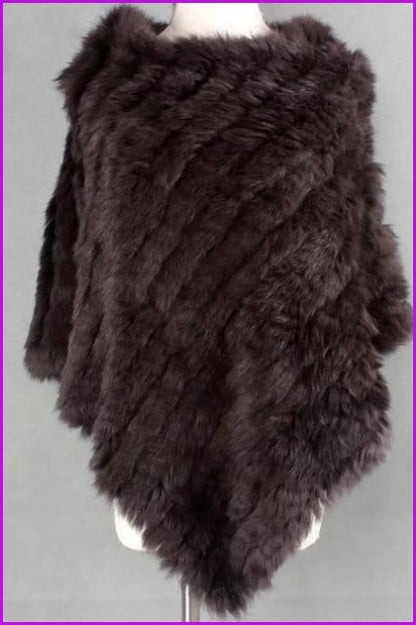 Handmade Knitted Rex Rabbit Fur Ponchos - Furdela Wholesale