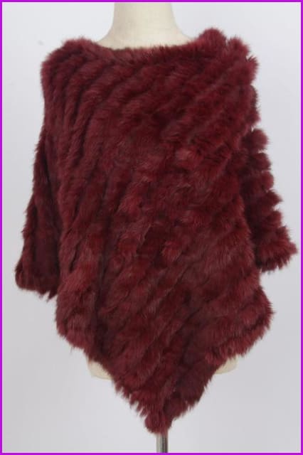 Handmade Knitted Rex Rabbit Fur Ponchos - Furdela