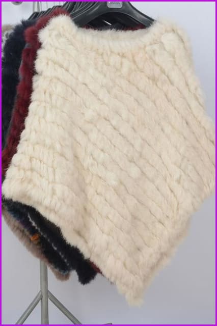 Handmade Knitted Rex Rabbit Fur Ponchos - Furdela