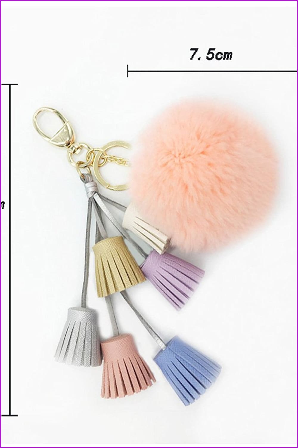 Handmade Rabbit Fur Pompom Keychain DO1568 - Furdela Wholesale