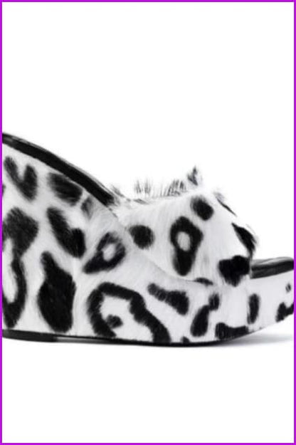 High Heeled Fluffy Fur Slippers F3153 - Furdela Wholesale