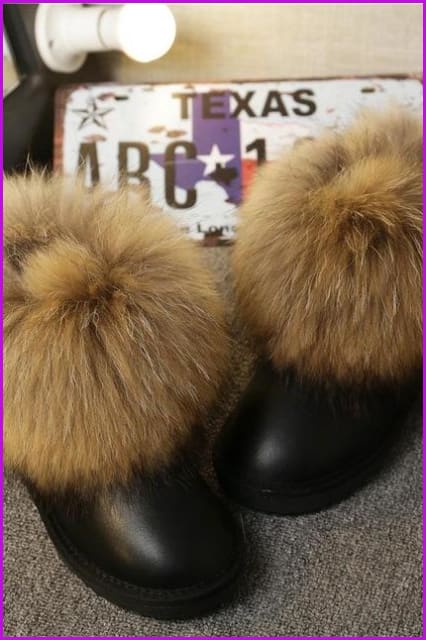 High Quality Real Fox Fur Snow Boots DF049 - Furdela