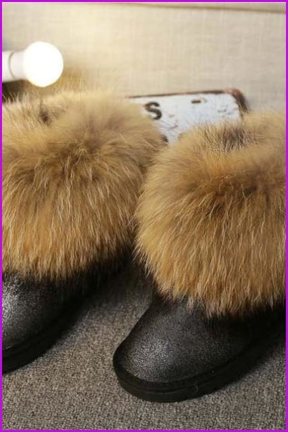 High Quality Real Fox Fur Snow Boots DF049 - Furdela