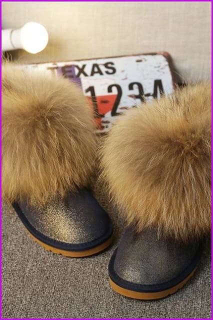 High Quality Real Fox Fur Snow Boots DF049 - Furdela