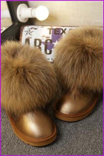 High Quality Real Fox Fur Snow Boots DF049 - Furdela