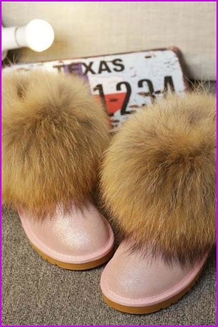 High Quality Real Fox Fur Snow Boots DF049 - Furdela