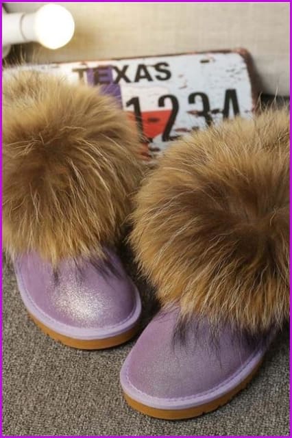 High Quality Real Fox Fur Snow Boots DF049 - Furdela