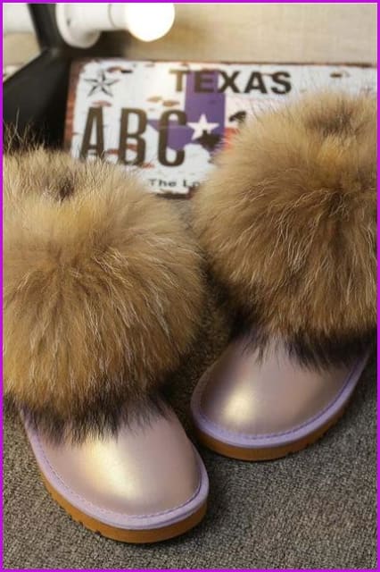 High Quality Real Fox Fur Snow Boots DF049 - Furdela