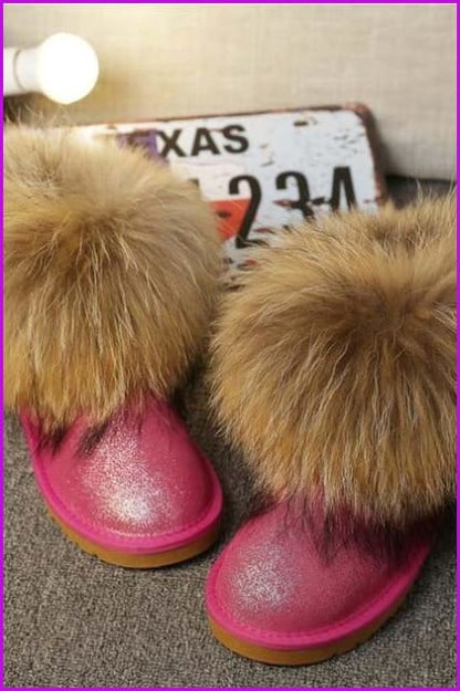 High Quality Real Fox Fur Snow Boots DF049 - Furdela