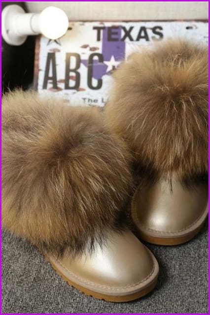 High Quality Real Fox Fur Snow Boots DF049 - Furdela