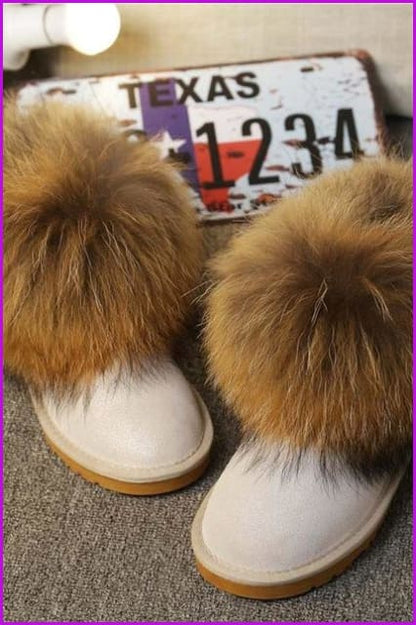 High Quality Real Fox Fur Snow Boots DF049 - Furdela