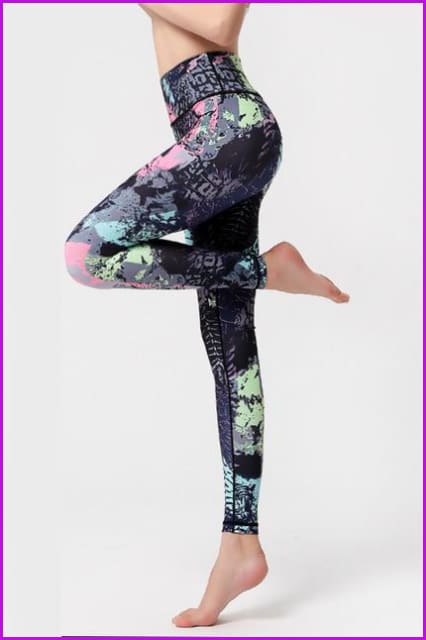 High Waist Printed Stretchy Yoga Pants F944 - Furdela