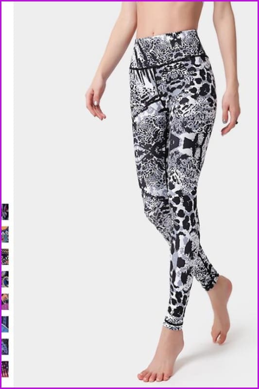 High Waist Printed Stretchy Yoga Pants F944 - Furdela