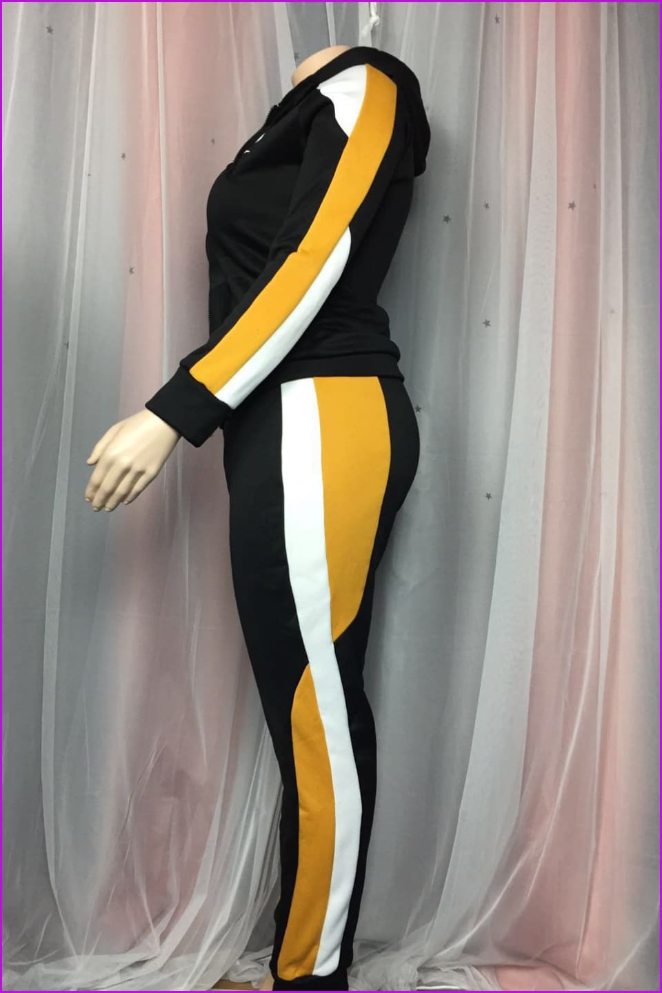 Hooded Contrast Color Plus Size Tracksuit F1975 - Furdela