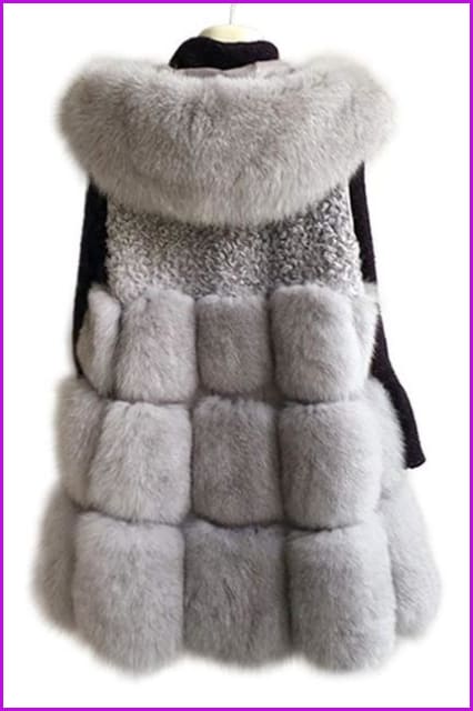 Hooded Fox Fur Gilet 70cm DO1595 - Furdela