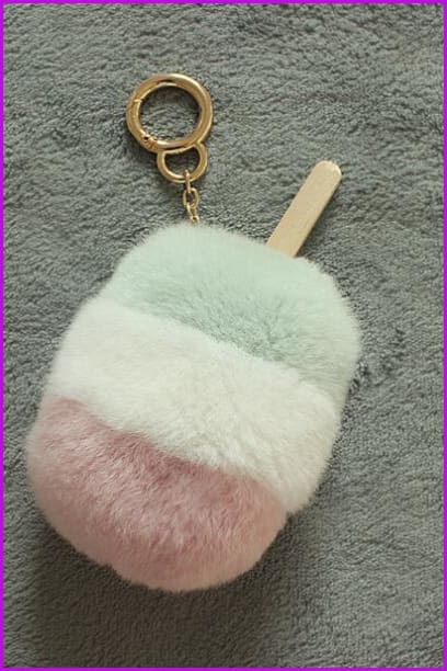 Ice-cream Rabbit Fur Keychain DF022 - Furdela