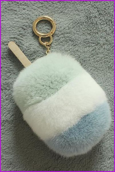 Ice-cream Rabbit Fur Keychain DF022 - Furdela