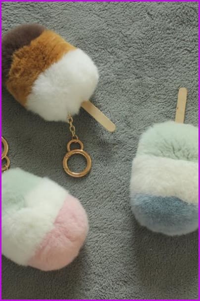 Ice-cream Rabbit Fur Keychain DF022 - Furdela
