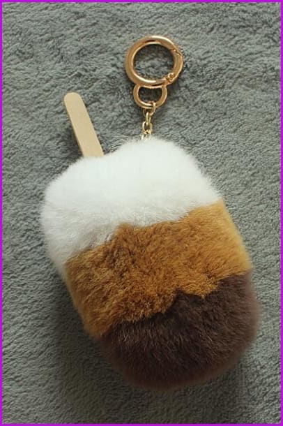 Ice-cream Rabbit Fur Keychain DF022 - Furdela