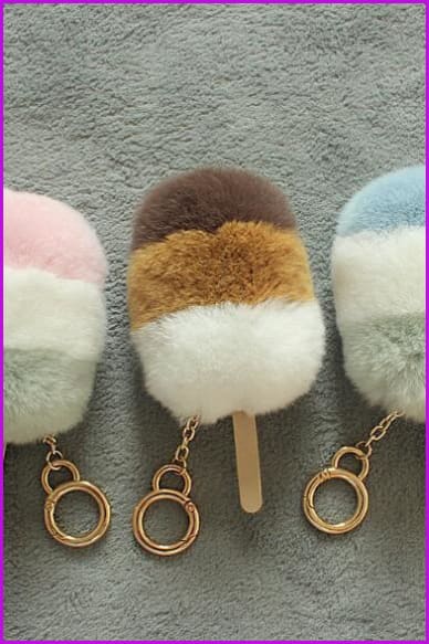 Ice-cream Rabbit Fur Keychain DF022 - Furdela