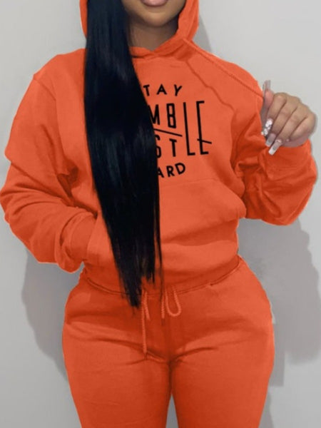 Hooded Collar Kangaroo Pocket Tracksuit Set AR50106