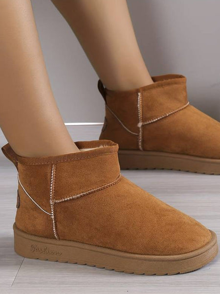 Round Toe Plush Booties BO5060 Furdela