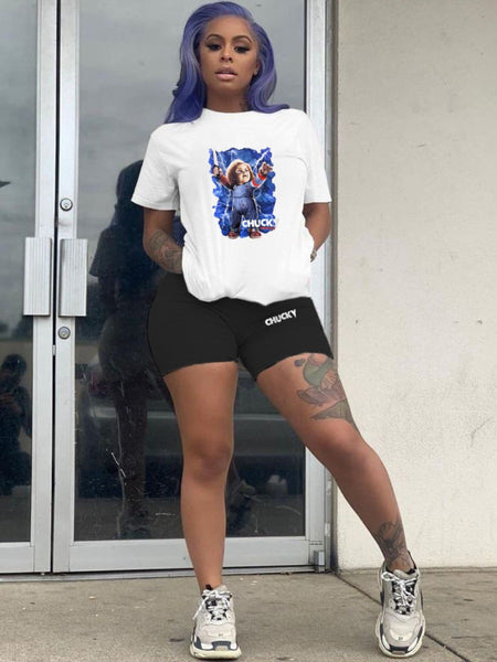 Drawstring Print Regular Two-piece Pants Set AT8053