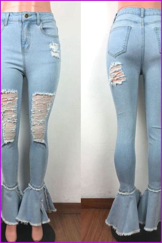 Jeans Woman Fashion Pop Hole Ripped Jeans F776 - Furdela