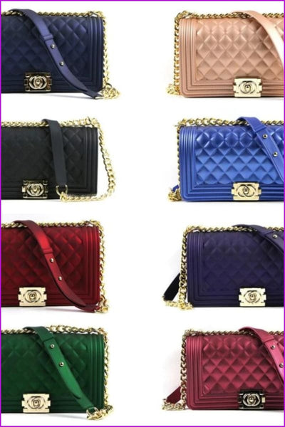 Jelly Solid Color Shoulder Cross Body Book Bag F045 - Furdela