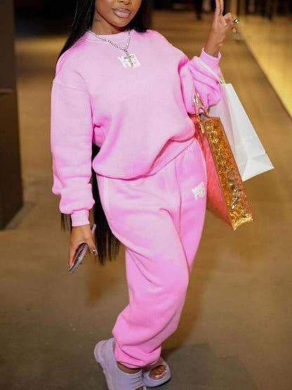 Letter Print Pocket Stretchy Tracksuit Set AR5084