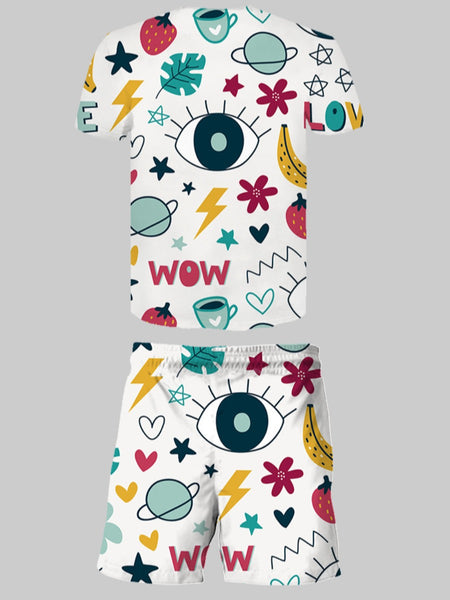 Men Star Eye Fruit Print Shorts Set AR70131