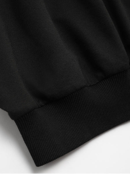 Pattern Kangaroo Pocket Print Letter Loose Hoodie BO5097 Furdela